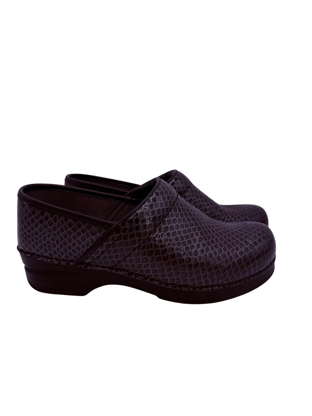Dansko XP Pro Women's Metallic Gray Snakeskin Clogs Shoes Size 39 / 9